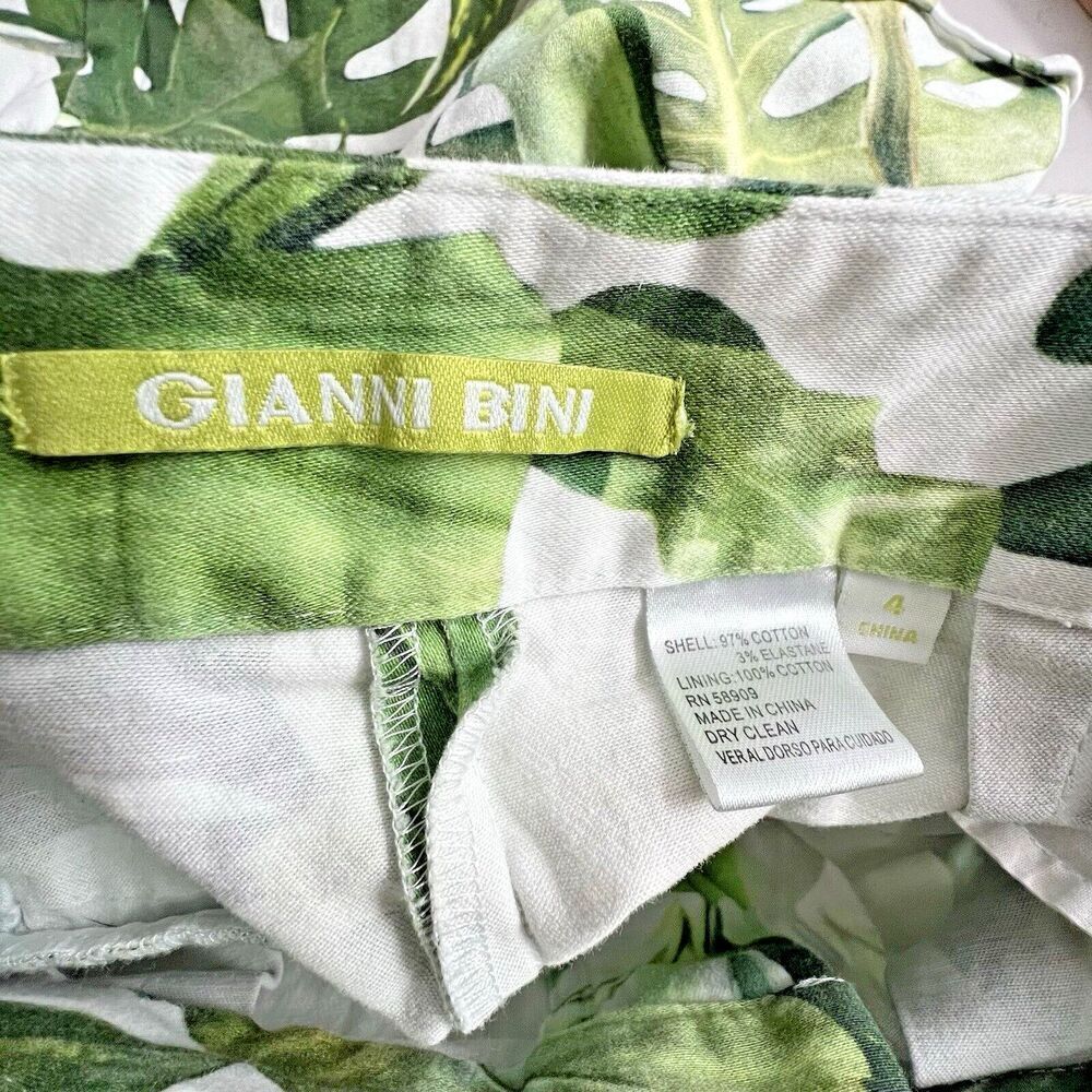 Gianni Bini green women Palm Print short hawaiia island  vacation pockets Size 4 - Picture 9 of 10